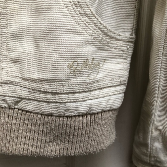Billabong Cream Cotton Zip Up Jacket Faux Fur Collar Floral Design Cold Weather - Picture 5 of 7